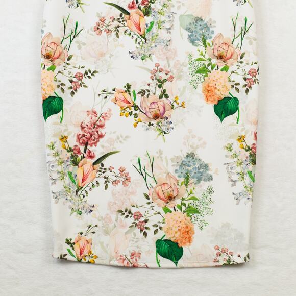 EXPRESS Floral Pencil Midi Skirt Bodycon Scuba Jersey Office Siren Feminine XS - Picture 2 of 6